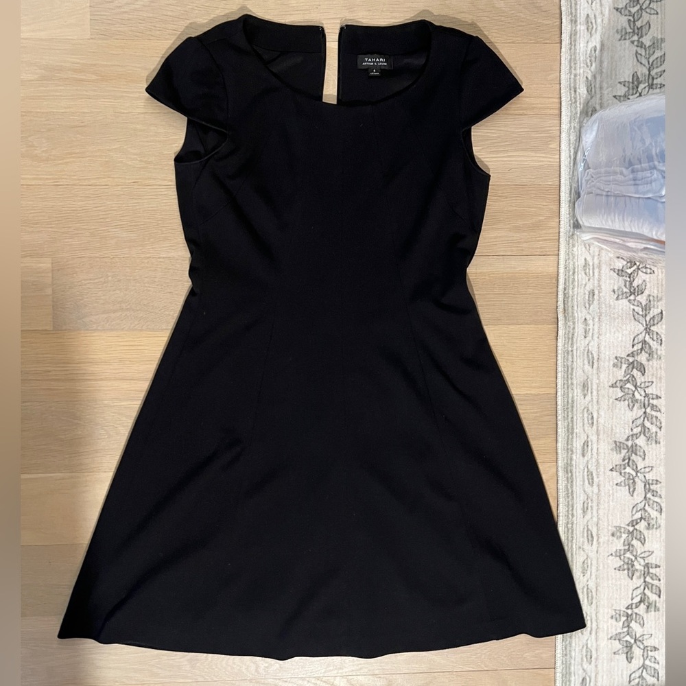 Tahari Little Black Dress Cap Sleeve Sheath Dress Career Workwear Stretch